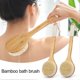 thumbnail image 2 of Bamboo Long Handle Bath Brush with Lanyard Non-Slip Ergonomic Grip Dry Body Scrubber Back Rubbing, 2 of 5