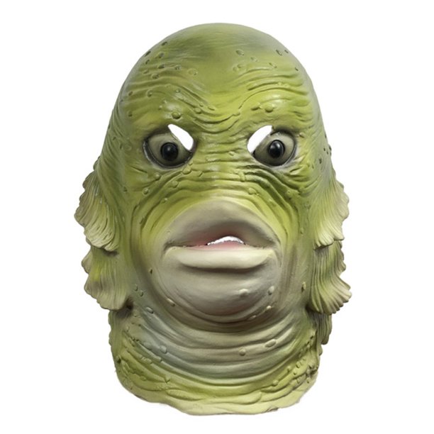 Máscara de látex con capucha de monstruo con forma de pez de terror para cosplay de Halloween