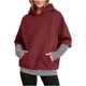 thumbnail image 3 of RKSTN Hoodies for Women Oversized Cuff Stripe Splicing Fake Two Pieces Hooded Sweatshirts Top Womens Casual Plus Size Loose Fits Comfy Hood Sweatshirts with Pockets Fall Spring Clothes, 3 of 10