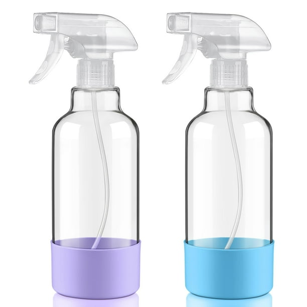 Botellas de aerosol Hethyo Glass con funda de silicona, 500 ml, paquete de 2
