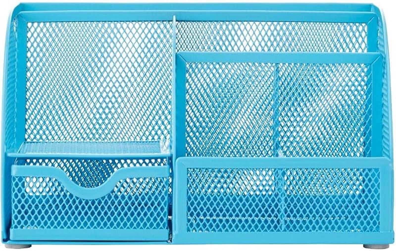 Mesh Desk Organizer Office with 7 Compartments + Drawer/Desk Tidy Candy/Pen Holder/Multifunctional Organizer
