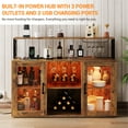 thumbnail image 3 of Wine Bar Cabinet with LED Light, Industry Coffee Bar Cabinet with Wine Rack, Glass Holder, and Power Outlets, Kitchen Sideboard Buffet Cabinet for Living Room Dining Room, 3 of 7