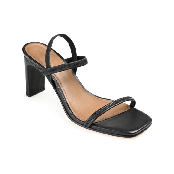 Journee Signature Womens Lenonn Leather Square Toe Heels