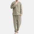 thumbnail image 4 of Xihbxyly Flared Suit Pants Men Men Casual Pajamas Thin Breathable Loose Service Suit Home Long Sleeve Long Sleeve Sweatshirt And Trousers Set Sportswear Suit, 4 of 5