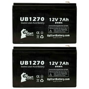 2x Pack - Compatible Medtronic 200 BIOPACK Battery - Replacement UB1270 Universal Sealed Lead Acid Battery (12V, 7Ah, 7000mAh, F1 Terminal, AGM, SLA) - Includes 4 F1 to F2 Terminal Adapters