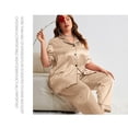 thumbnail image 7 of Women's Plus Size Pajamas Summer Imitation Silk Thin Short-sleeved Trousers Two-piece Set, 7 of 7