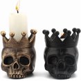 thumbnail image 1 of Set of 2 Skull Candle Holders for Pillar Candles - Suitable for Halloween Decoration in Living Room, Bedroom, Kitchen, Outdoor, etc., 1 of 5