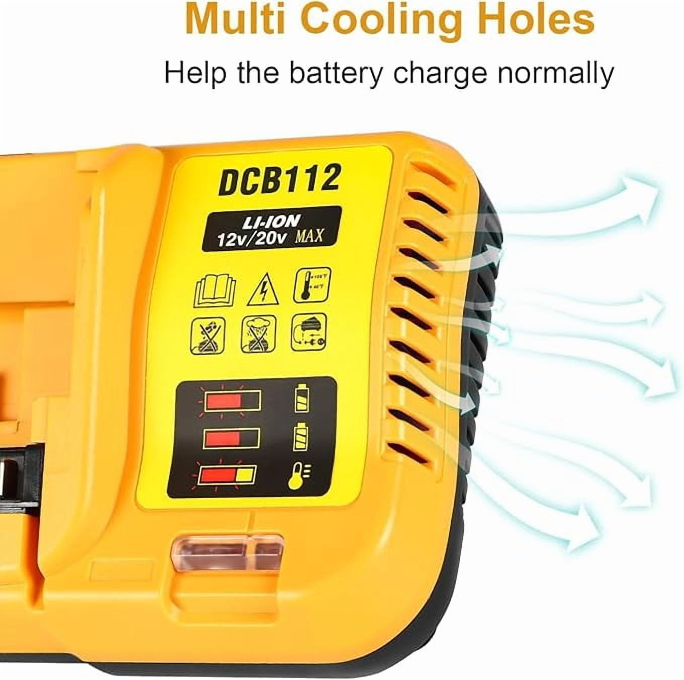 DCB112 Battery Charger Replacement for Dewalt Compatible with 12V 20V Max Lithium Battery DCB120 DCB127 DCB115 DCB118 DCB107 DCB105 DCB102