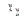 thumbnail image 2 of Delight Jewelry Silvertone Small 2-D Green Trinity Knot Silvertone Antiqued Butterfly Post Earrings, 2 of 4