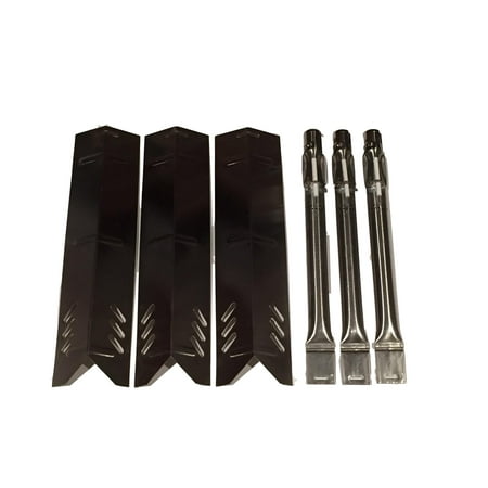 Outdoor Grill Burners - Set of Three heat plates and Three Burners with electrodes for Backyard Grill, Better Home and Garden and Uniflame grill models.
