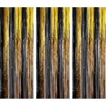thumbnail image 1 of Paquete de 3 cortinas de oropel de papel metálico con flecos brillantes para decoración de puertas y ventanas para suministros de fiesta, 3x8 pies, color negro y dorado, 1 of 5