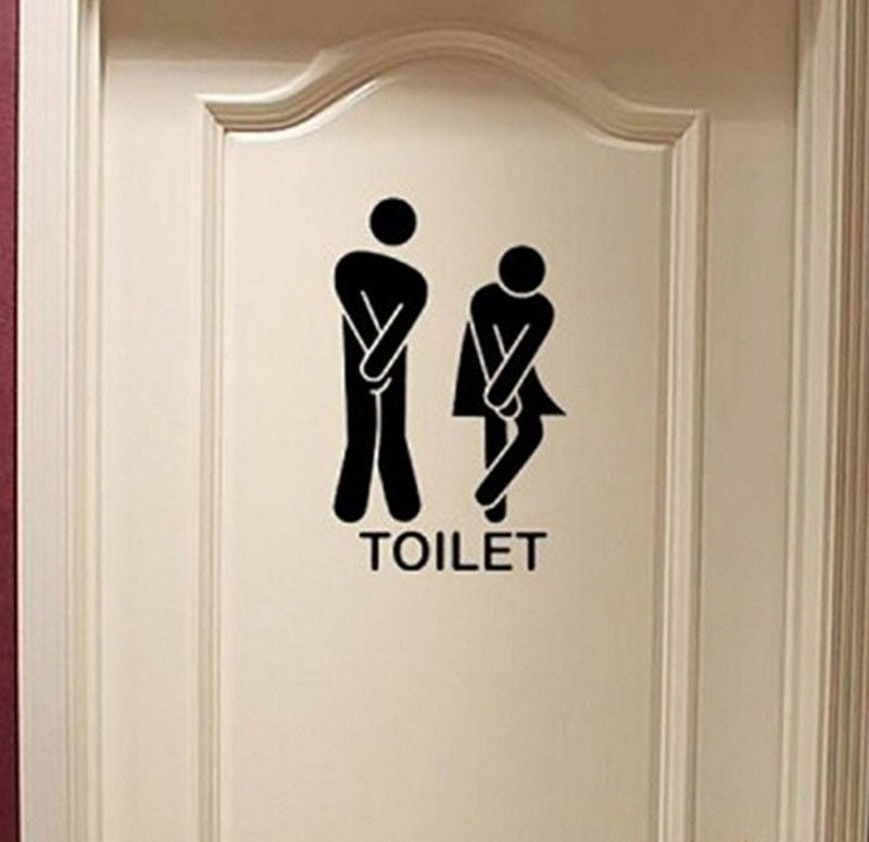 Funny Toilet Door Sign Stick Man & Women Wall Art Sticker Decal Decoration 
