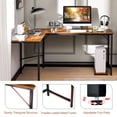 thumbnail image 3 of Patiojoy Bureau en Forme de L avec Prise Électrique Bureau d'Angle 66 Pouces avec Support CPU & Cadre en Métal Robuste Brun Rustique, 3 of 9
