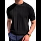 thumbnail image 2 of Camiseta Informal de Punto Acanalado de Corta con Cuello Redondo y Bajo Fino para Hombre, Color Liso Negro M, 2 of 9