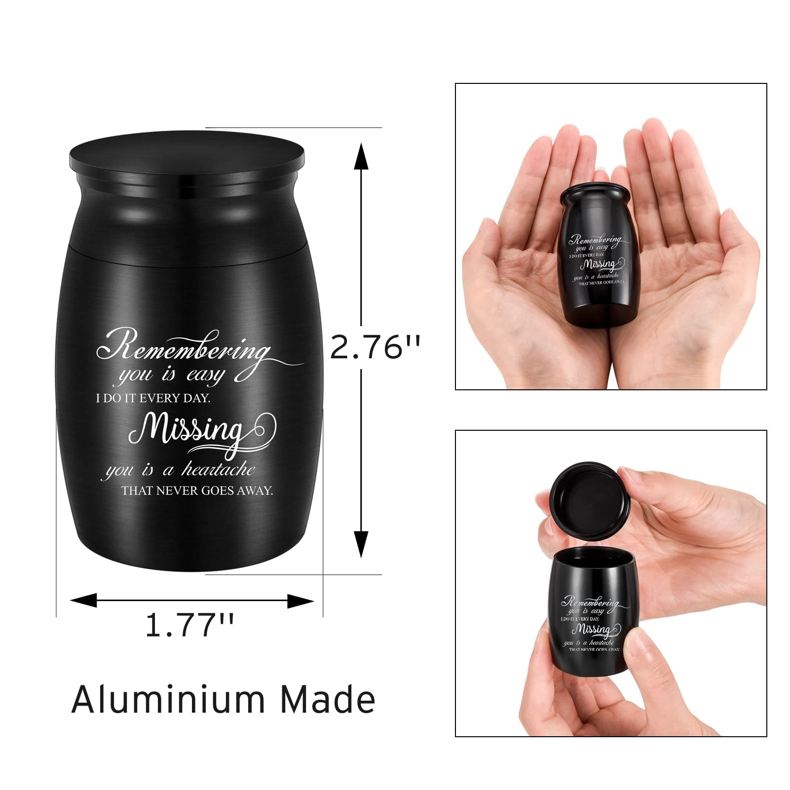 3 Inches Small Keepsake Cremation Urn for Human / Pet Ashes Mini Cremation Urns Memorial Ashes Urn Mini Urn Stainless Steel Ashes Holder Small Ash Urn for Ashes
