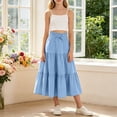 thumbnail image 2 of ASEIDFNSA Girls Smocked Waist Maxi Skirt with Tiered Hem Long A Line Fit and Soft Fabric (Blue,7-8 Years), 2 of 5