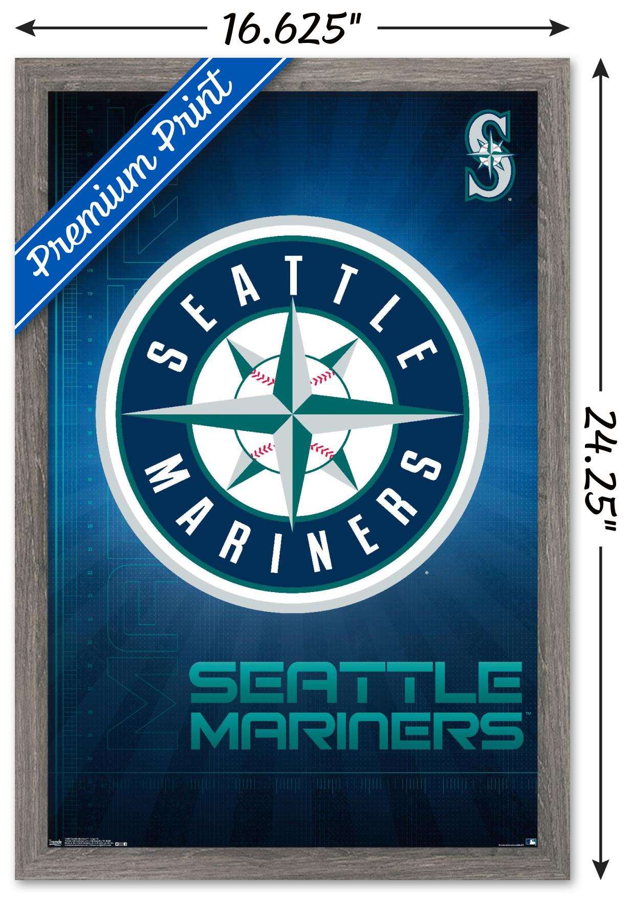MLB Seattle Mariners - Logo 16 Wall Poster, 14.725" x 22.375", Framed