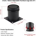 thumbnail image 4 of Juego de 4 patas ajustables para muebles de 2 pulgadas / 50 mm, patas de sofá redondas de acero inoxidable, patas de muebles de repuesto de 2 pulgadas de diámetro para silla, tocador y mesa de centro JAMW Sencillez, 4 of 5