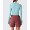 thumbnail image 3 of G4Free Lightbreeze Women's UPF 50+ Sun Shirts Long Sleeve Crop Workout Tops Thumbholes Mock Neck Quater Zip Tees Running, 3 of 7