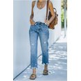 thumbnail image 2 of 2023 tendencia Casual Jeans de mujer azul cintura alta lavado recto ropa de calle rasgado moda Denim lápiz pantalones, 2 of 4