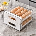 thumbnail image 3 of Vacemry Boîte de Rangement pour Œufs à Moins de 5$, Boîte de Rangement pour Œufs Réfrigérateur à Double Couche, Design Roulant Automatique à 32 Fentes, Plastique de Qualité Alimentaire avec Ventilation, Plateau Amovible pour Usage Polyvalent, 3 of 6