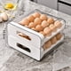 thumbnail image 3 of Double Layer Egg Storage Drawer | Automatic Rolling Slide Rack | Detachable Clear Organizer for Refrigerator, Kitchen, Pantry | Holds 32 Eggs | Sturdy Food Grade Plastic | Easy Clean | Stackable Box, 3 of 6