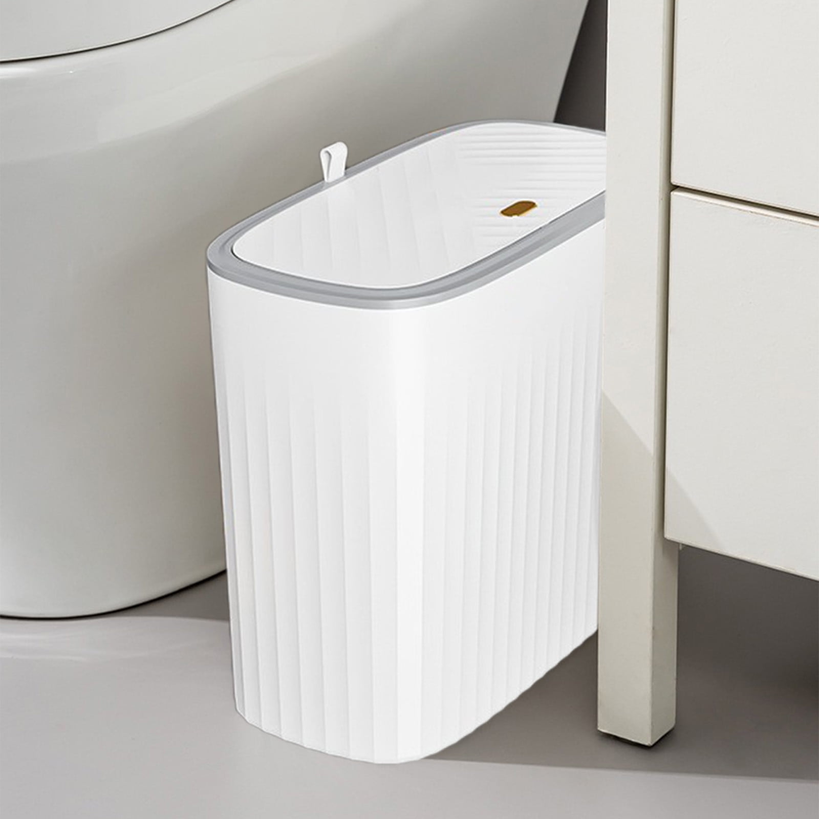 under $5 Fufafayo Bathroom Trash can with Automatic Touchless Lid, Motion Sensor Small Garbage Can, Slim Waterproof Smart Trash Bin for Bedroom, Office, Living Room