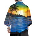thumbnail image 6 of Hpapadks Mens Shirts Summer 3/4 Length Sleeve Cardigan All Print Collarless Antique Blouses Loose Dress Shirts for Men Blue S, 6 of 6
