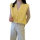 thumbnail image 3 of Chaleco Sin mangas Chaleco con botones Suéter informal de color sólido con parte superior suelta, Amarillo Jumpingount AP001456-01, 3 of 7