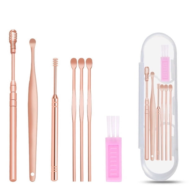 Kit de eliminación de cerumen, limpiador de oídos, juego de cucharas para oídos, hermoso y compacto, fácil de limpiar, desinfectar y usar herramientas para el cuidado de los oídos. brillar Electrónica