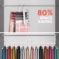 thumbnail image 3 of Campior Space Saving Pants Hanger, 2-Pack 6-Layer Jeans & Skirt Organizer, Anti-Slip Stainless Steel Closet Hanger, White, 3 of 4