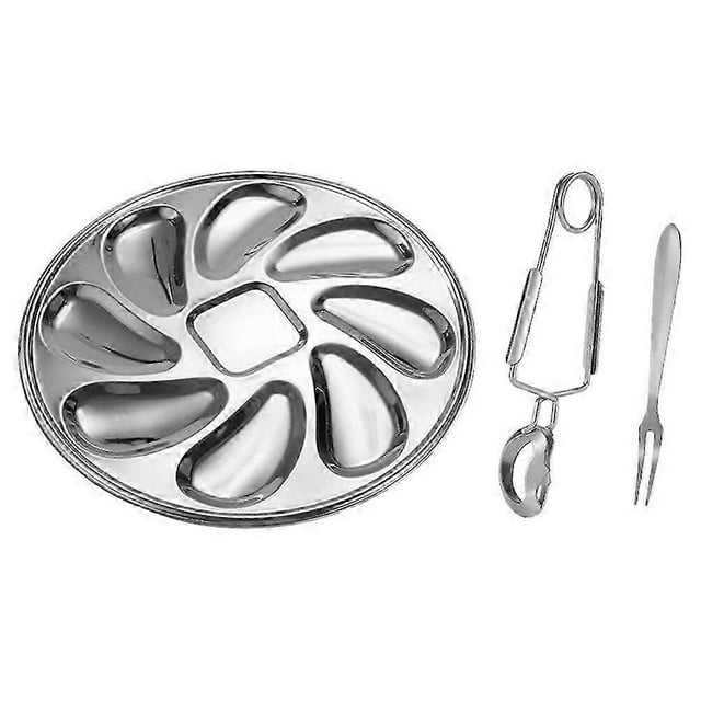 1 set of Oyster Storage Plate Stainless Steel Oyster Dish Oyster Serving Dish