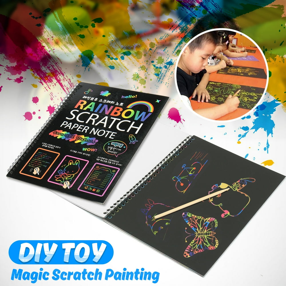2Book Scratch Paper Art Set, Rainbow Magic Scratch Paper for Kids