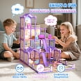 thumbnail image 4 of JoyStone Play Dollhouse with Doll Toy Figures, 14 Rooms Furniture and Colorful Lights, Creative Doll House Gift for Girls Ages 3+, Assemble Required, Purple, 4 of 11