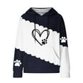 thumbnail image 4 of Hooded Sweatshirt for Womens Cute Dog Paw Heart Print Hoodies with Front Pocket Sweatshirts Color Matching Waffle Knitted Long Sleeve Hooded Sweatshirts, 4 of 4