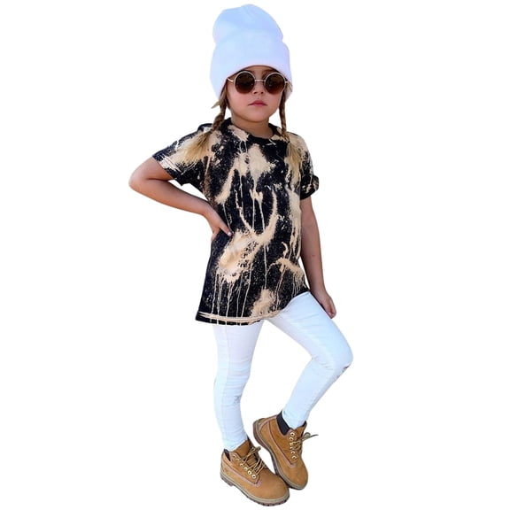 Vedolay Crop Top Girl's Graphic Tee Tops Short Sleeve Letter Print Summer T Shirts,Green 18-24 Months