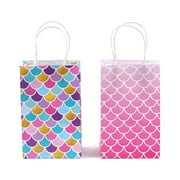 FLOMO W:5.25" x H:8.375" x G:3.25" Narrow Medium Mermaid Glossy Gift Bag, 1 of random.