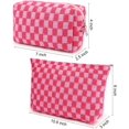 thumbnail image 3 of Pakyozj 2 Pieces Makeup Bag Large Checkered Cosmetic Bag Capacity Canvas Mix Travel Toiletry Bag Organizer Cute Makeup Brushes Aesthetic Accessories Storage Bag for Women, 3 of 7