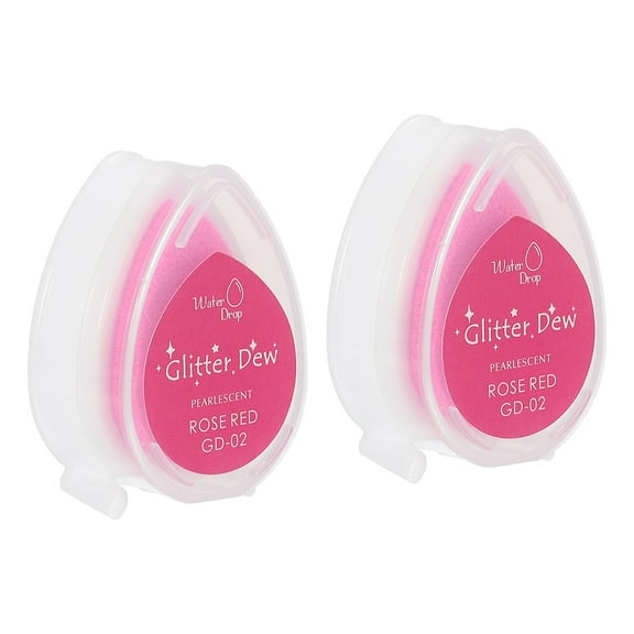 Uxcell Craft Ink Pads for Stamps, 2 Pcs Washable Finger Print Ink Stamp Pad Color DIY Rainbow for Rubber Stamps Paper Scrapbooking Fabric Wood, Rose Red