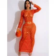 thumbnail image 4 of Vestido playero sexy de punto de crochet con lentejuelas para mujer, vestido largo ajustado de verano transparente para cubrirse, vestidos de fiesta para discotecas y vacaciones, 4 of 5