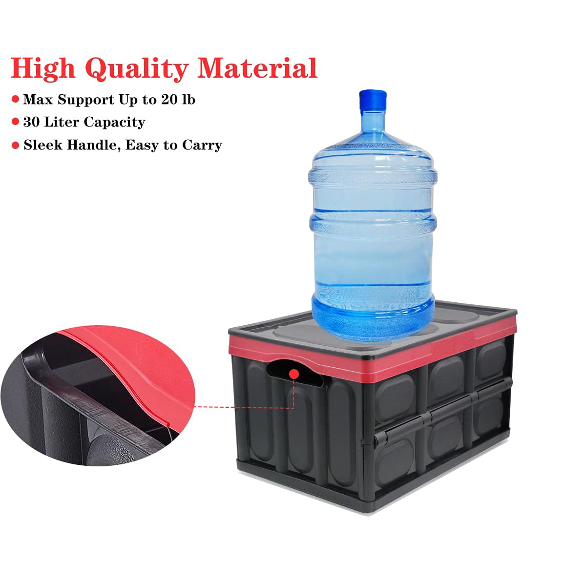 30 Liter Collapsible Storage Bin With Lid  Durable Plastic Folding Crate Stackable Box Organizer Container For Keepsake Photos Office Wardrobe Bookshelf Etc.