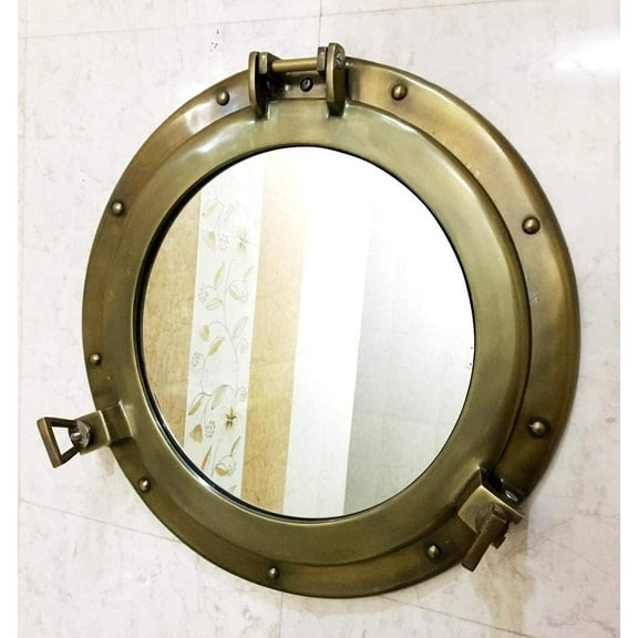 Marine Nautical Store Vintage Style 17" Porthole Round Coastal Wall Hanging Mirror Porthole Home Chic