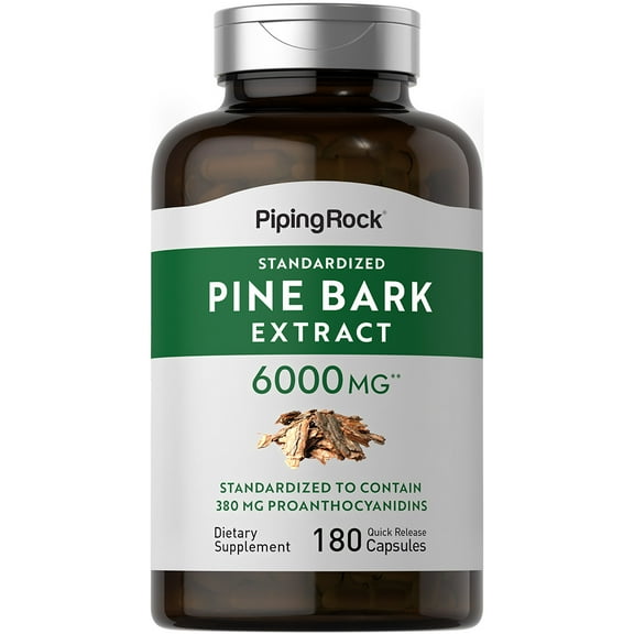 Pine Bark Extract | 6000 mg | 180 Quick Release Capsules | Non-GMO, Gluten Free | By Piping Rock