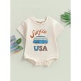 thumbnail image 2 of Wassery 4th of July Infant Baby Girls Boys Romper Independence Day Clothes Bus Letters Print Short Sleeve Round Neck Bodysuits Summer Infant Bodysuits 0-24M My First Independence 's Day, 2 of 9
