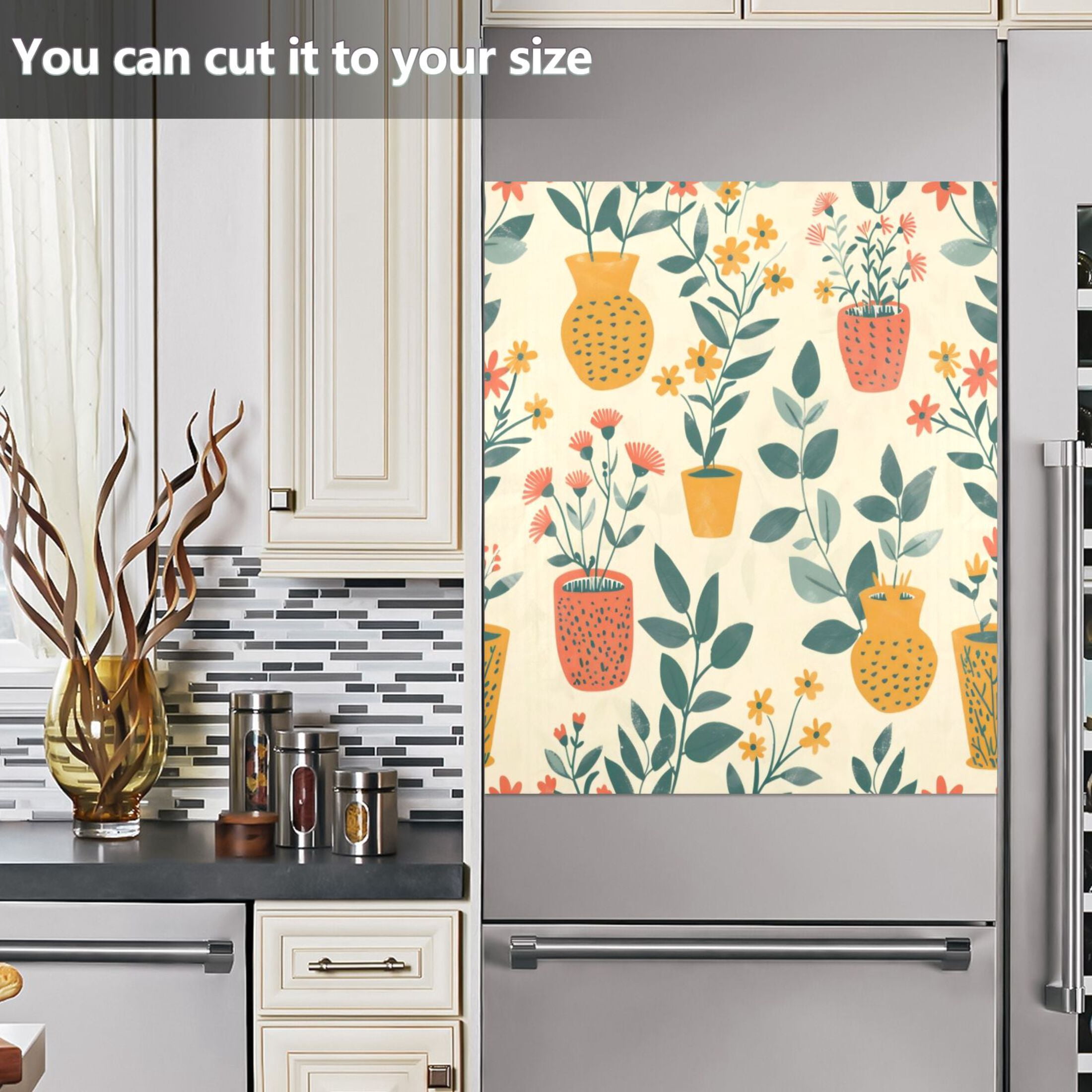Dishwasher Magnetic Sticker 23x26 Inch Refrigerator Magnetic Sticker Washing Machine Magnetic Sticker Kitchen Panel Magnetic Sticker Home Decor Painting Style Green Plant