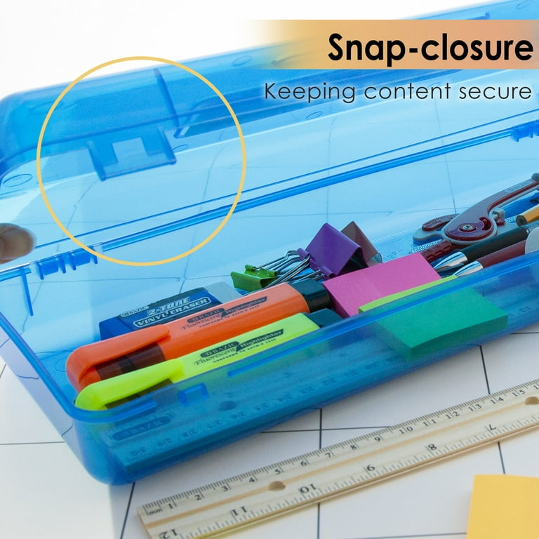 6 Pack Assorted Colors Plastic Pencil Boxes Case Bulk Clear Pencil Case  With Lid Snap Closure - AliExpress