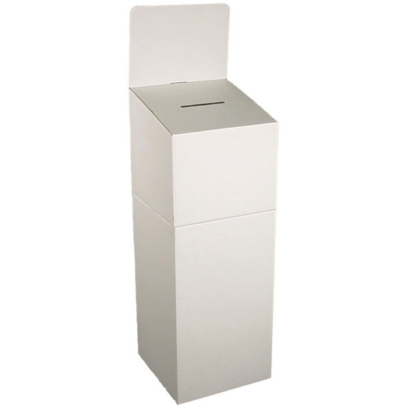 Floor-Standing Cardboard Ballot Box with Header - White (WCFSBB)