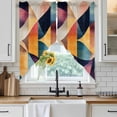 thumbnail image 4 of Abstract Geometric Kitchen Window Curtains, Swag Curtains Valance for Bedroom Living Room Bathroom, Orange Neutral Modern Art Rod Pocket Window Treatment Curtain Block Drapes 2 Panels 36"x63", 4 of 9
