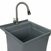 UTILITYSINKS Plastic Utility Sink Freestanding - Single Basin - 24 x 24, Gray