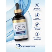 Biotin Liquid Drops 5000mcg | 4 fl oz | Berry Flavor | Vegetarian, Non-GMO & Gluten Free | by Carlyle